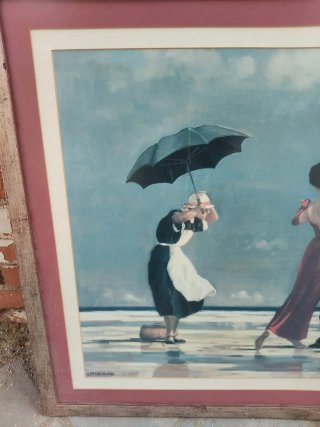 Cuadropareja bailando bajo paraguas JACK VETTRIANO