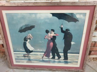 Cuadropareja bailando bajo paraguas JACK VETTRIANO