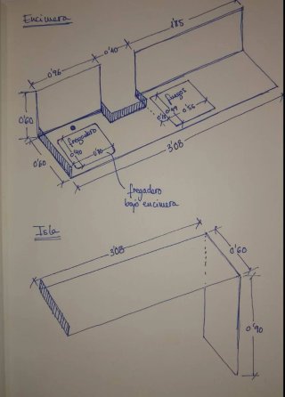 Cocina de diseño completa con mármol y madera