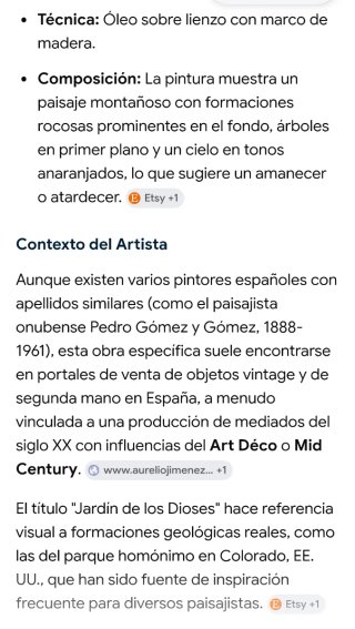 Cuadro pintura oleo P.Gomez "Jardín de los Dioses"