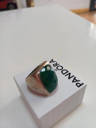 Anillo Pandora Plata y piedra parecida esmeralda