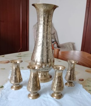 Set 5 Vasi Ottone Lavorati