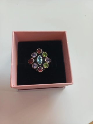 Anillo Plata con Piedras Multicolor