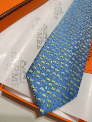 Cravatta Hermès Blu con Parasole