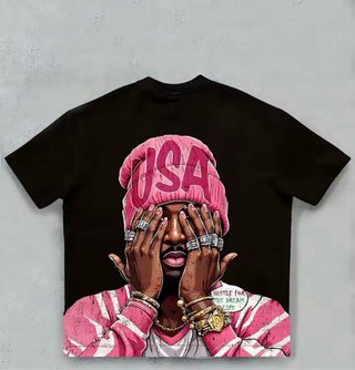 Camiseta Estampada USA Hombre Verano 2025