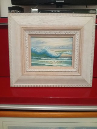 Cuadro antiguo oleo mar olas 35×30