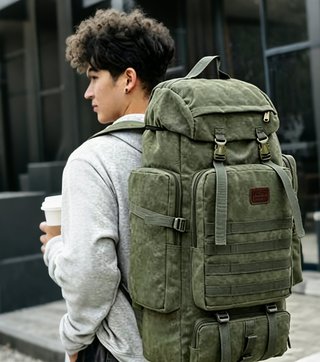 Mochila senderismo lona lavada camuflaje 7