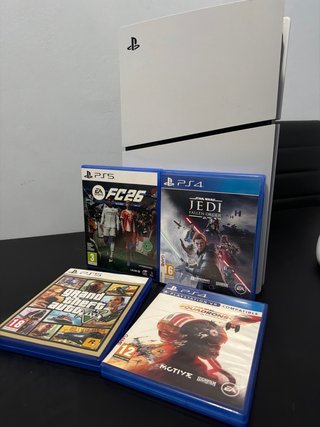 PS5 Sony Blanca Usada 3 Veces + 2 Mandos + 4 Juego