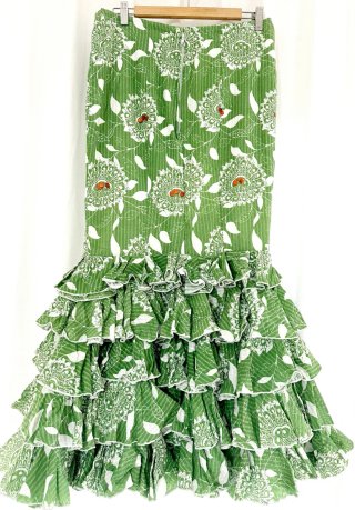 Falda flamenca verde volantes