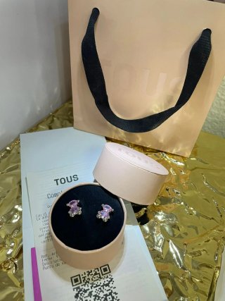 Pendientes Oso Tous Rosa y Plata