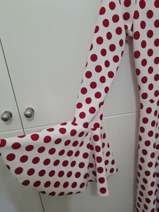 Vestido-bata Flamenca blanco lunares rojos