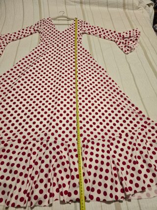 Vestido-bata Flamenca blanco lunares rojos