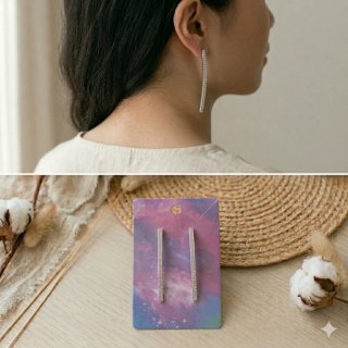 Pendientes largos plateados con brillantes