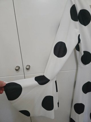 Vestido-bata Flamenca blanco lunares negros
