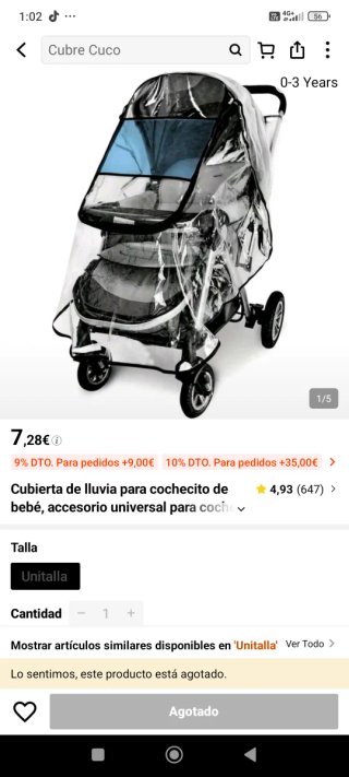 Funda lluvia cochecito bebé