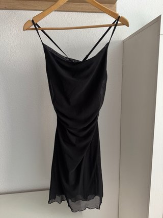 Vestido negro Shein M Mesh Drapeado Fiesta