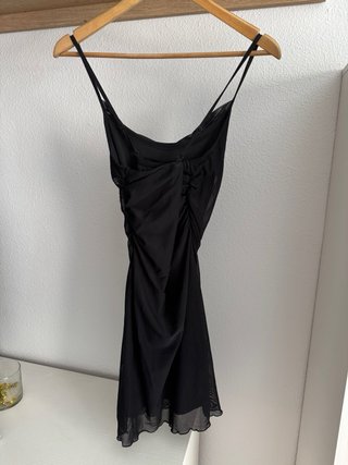 Vestido negro Shein M Mesh Drapeado Fiesta