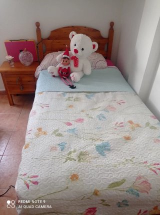 Cama 105 madera + mesita noche