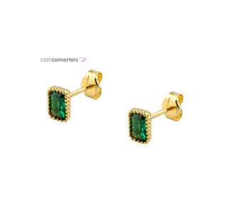 pendientes oro 18k con piedra con circonita