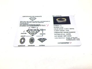 alianza oro 18k con piedra con diamante de laboratorio