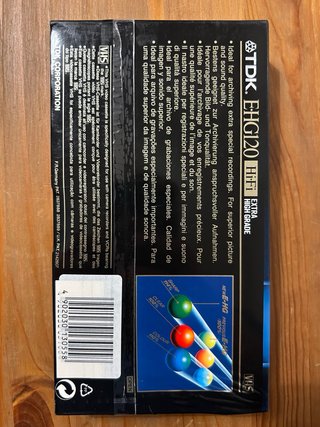 Cinta VHS TDK E-HG120 Hi-Fi Extra High Grade