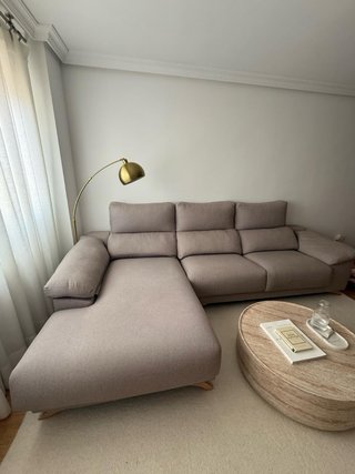 Sofá chaise longue tela gris
