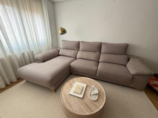 Sofá chaise longue tela gris