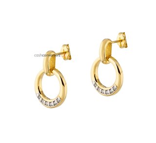 pendientes oro 18k con piedra con circonita