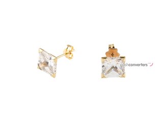 pendientes oro 18k con piedra con circonita