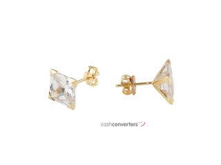 pendientes oro 18k con piedra con circonita