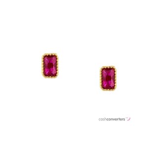 pendientes oro 18k con piedra con circonita