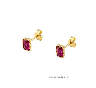 pendientes oro 18k con piedra con circonita