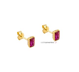 pendientes oro 18k con piedra con circonita