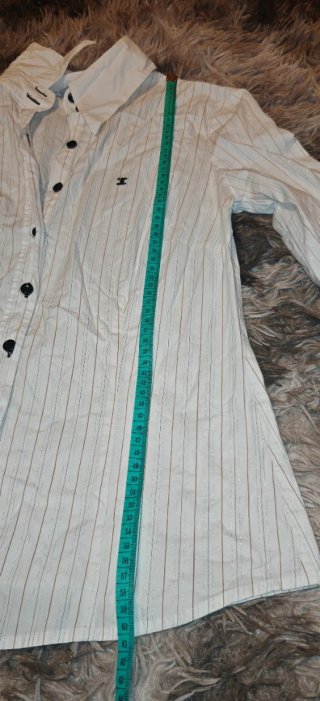 Camisa de vestir a rayas beige y negra Talla M
