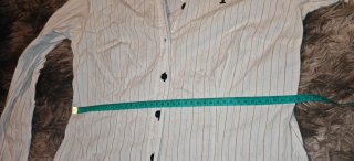 Camisa de vestir a rayas beige y negra Talla M