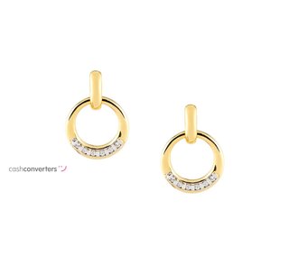 pendientes oro 18k con piedra con circonita