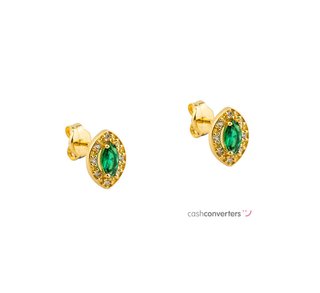 pendientes oro 18k con piedra con circonita