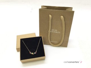 cadena oro 18k con piedra con circonita 22cm