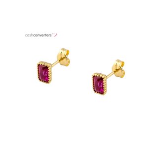 pendientes oro 18k con piedra con circonita