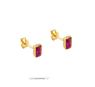 pendientes oro 18k con piedra con circonita