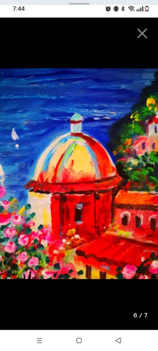 Cuadro paisaje marítimo multicolor