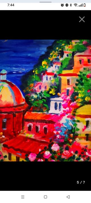 Cuadro paisaje marítimo multicolor