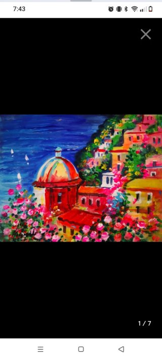Cuadro paisaje marítimo multicolor