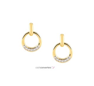 pendientes oro 18k con piedra con circonita