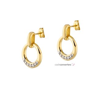 pendientes oro 18k con piedra con circonita