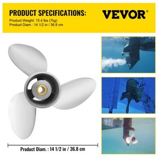 Hélice de fueraborda, Reemplazo para OEM 3860709, Hélice de barco de acero de 3 palas 14.5" x 21" de paso, Compatible con Volvo Penta SX Drive Todos los Modelos, con 19 dientes de spline, RH