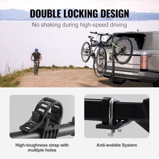 Soporte de Bicicleta Montado en Enganche, Soporte para 4 Bicicletas, Soporte de Bicicleta de 150 LBS para Receptor de 2 Pulgadas, Soporte de Bicicleta Inclinable y Plegable con U-Bolt y Correa Sin...