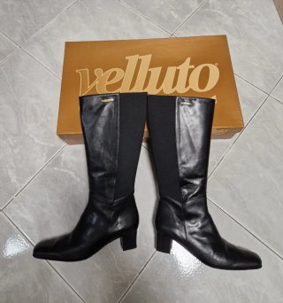 Stivali Velluto Vera Pelle Neri Tg 39