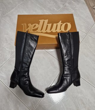 Stivali Velluto Vera Pelle Neri Tg 39