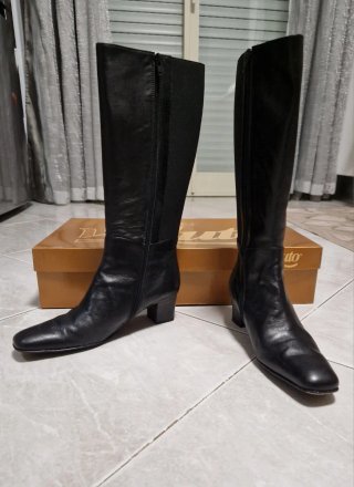 Stivali Velluto Vera Pelle Neri Tg 39